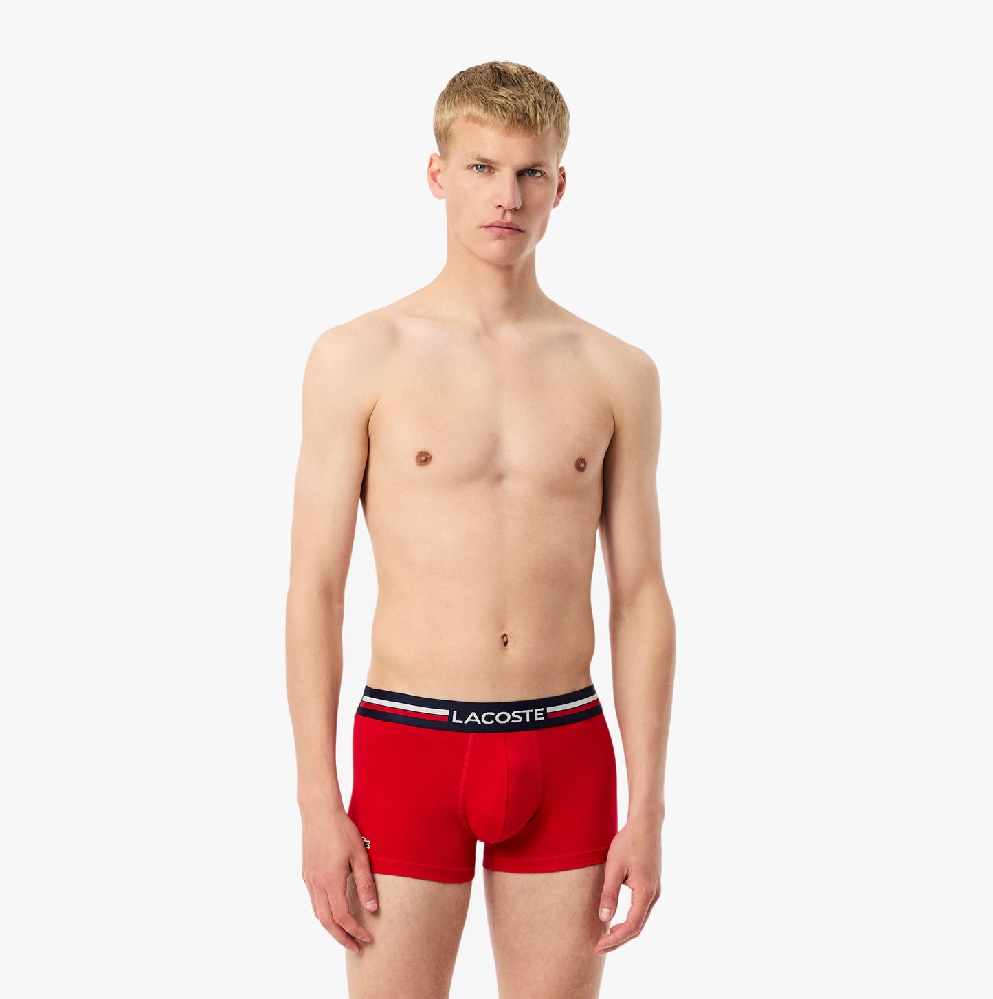 Lacoste 3 Pack Trunks Mens Trunks Navy Blue/Silver Chine/Red