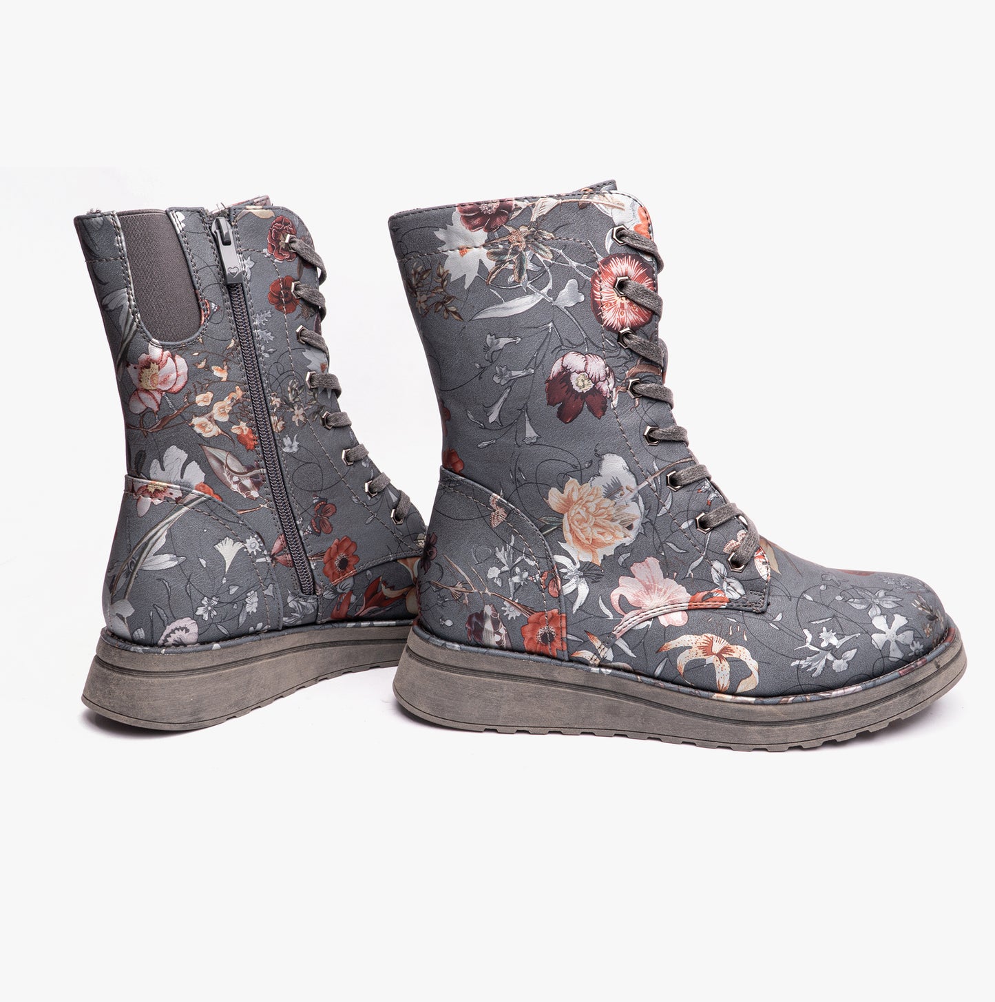 Heavenly Feet MARTINA4 PRINT FANTASY Womens Combat Boots Grey