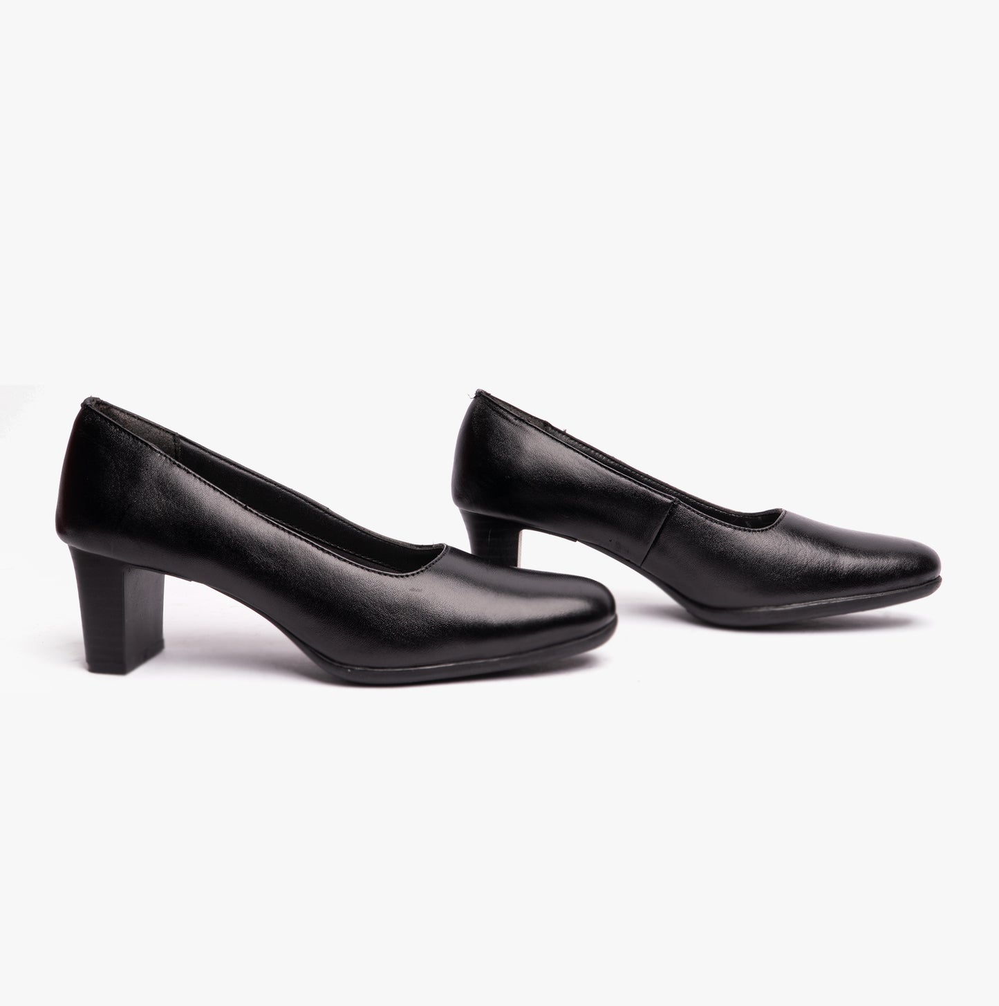 CELIAS Womens Leather Court Shoes Black
