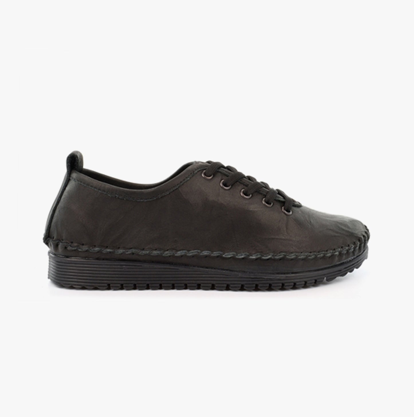 L988A Womens Soft Leather Lace-Up Shoes Black