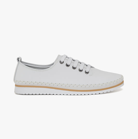 L988G 5-Eye Lace Womens Leather Shoes White