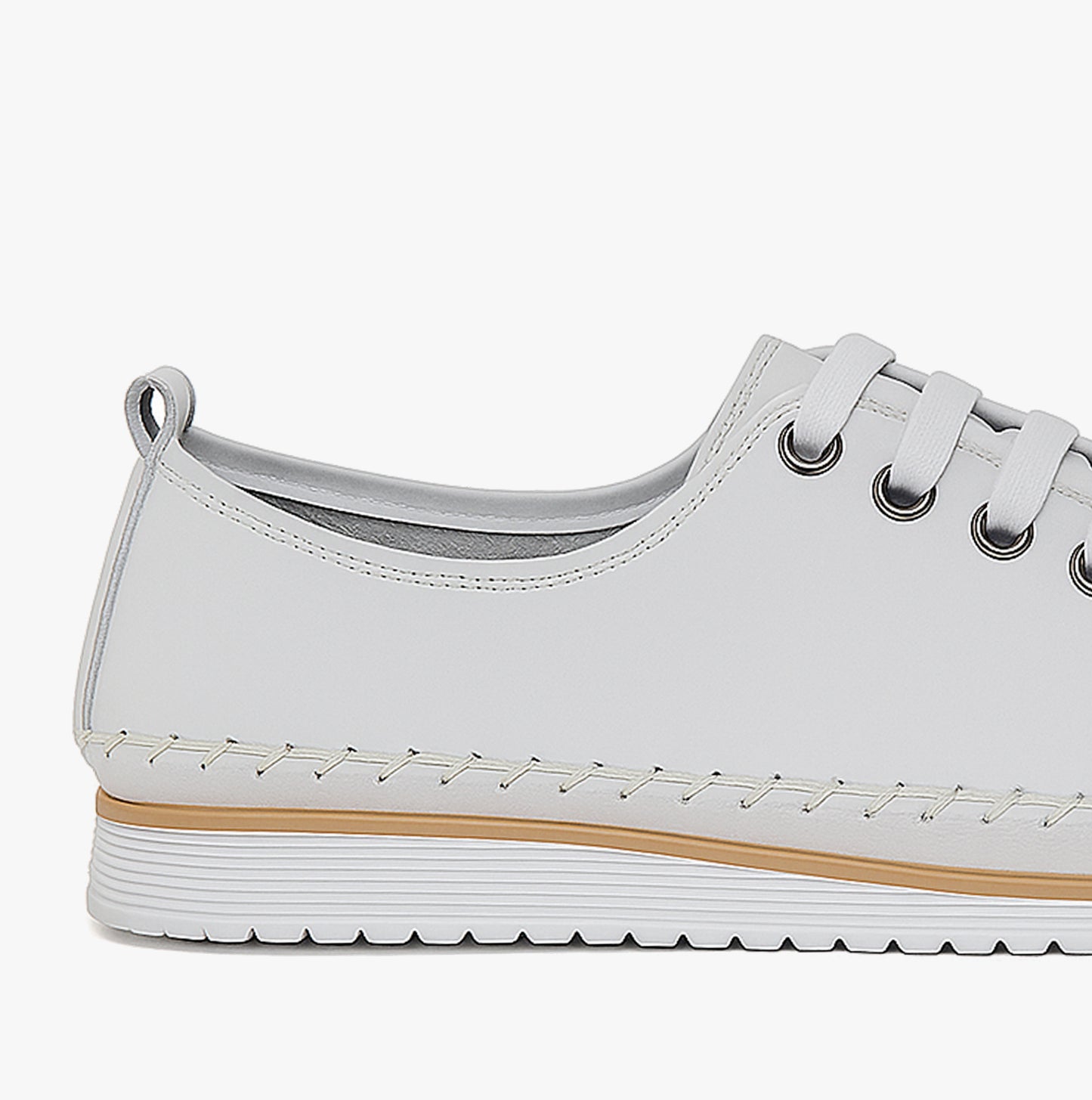 L988G 5-Eye Lace Womens Leather Shoes White