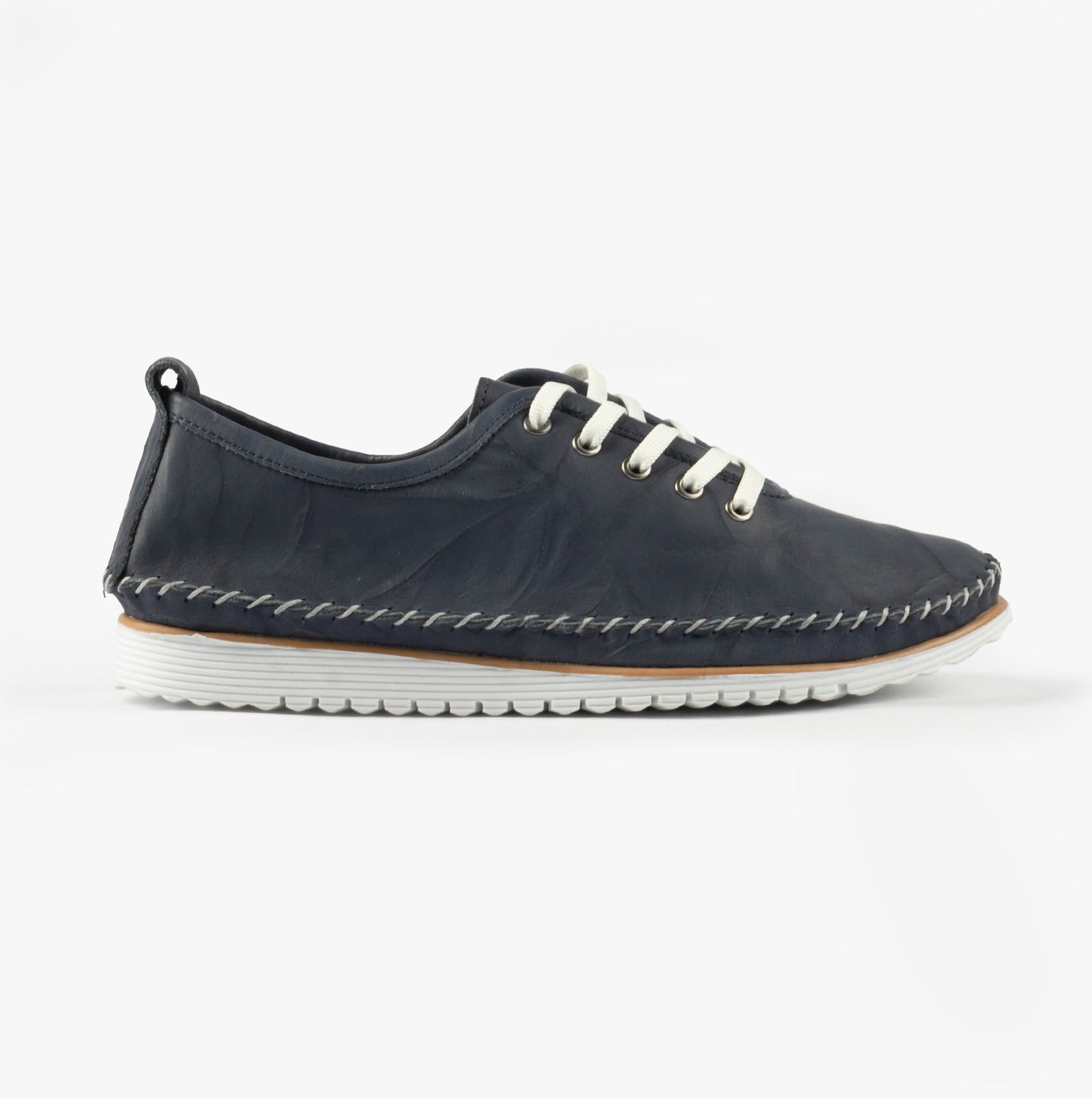 L988NC Womens Soft Leather Lace-Up Shoes Navy
