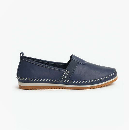 Mod Comfys L990NC Womens Soft Leather Slip-On Shoes Navy