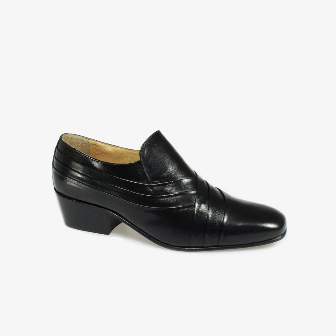 Montecatini CARLOS Mens Soft Leather Pleated Cuban Heel Shoes Black