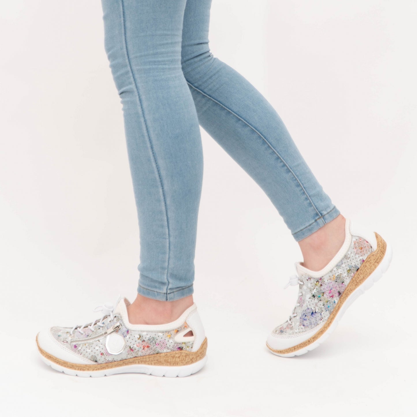 Rieker N42V1 Womens Casual Trainers White/Multi