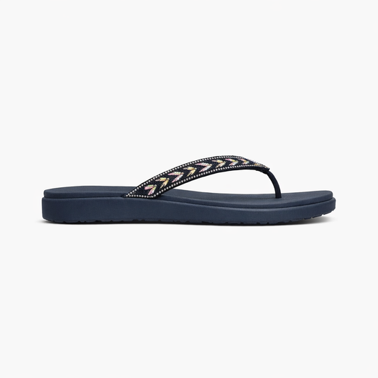 Skechers MEDITATION LUXE - CLASSIC ROM Womens Toe-Post Sandals Navy/Multi