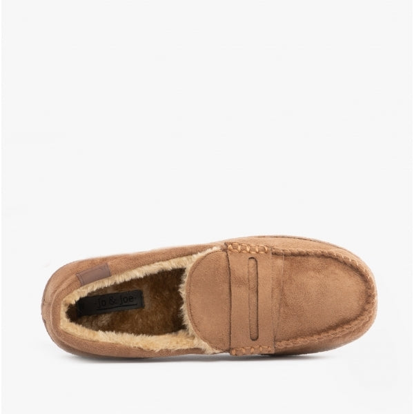 Jo & Joe NEWHAMPSHIRE Mens Moccasin Slippers Cognac