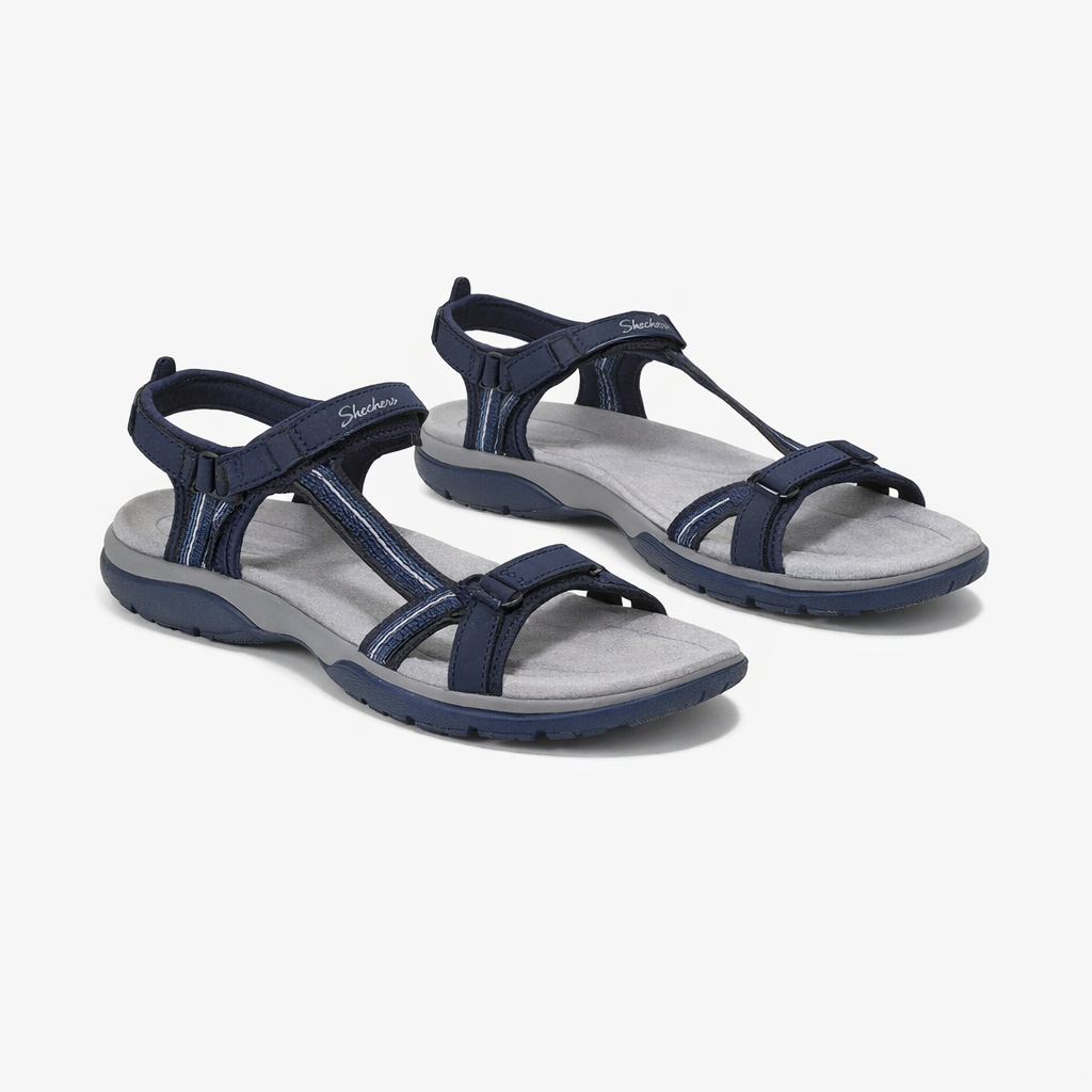 Skechers REGGAE SLIM - SUN ARRAY Womens Cross Strap Sandals Navy