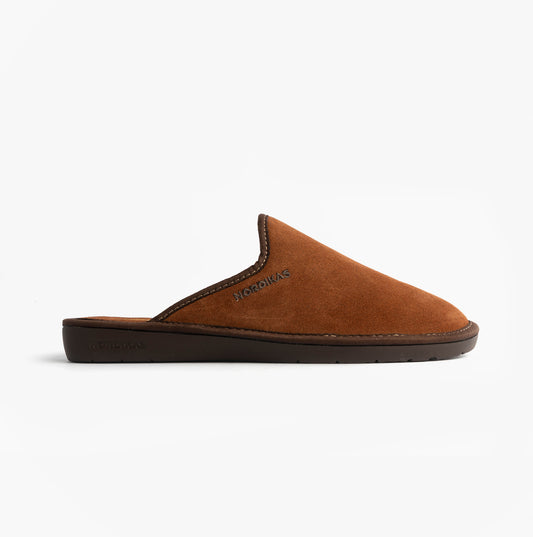Nordikas 131 Mens Suede Mule Slippers Brown