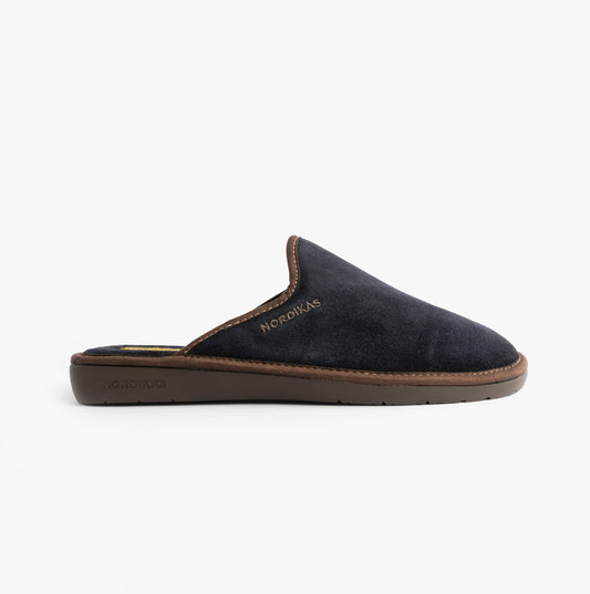 Nordikas 131 Mens Suede Mule Slippers Marine Blue