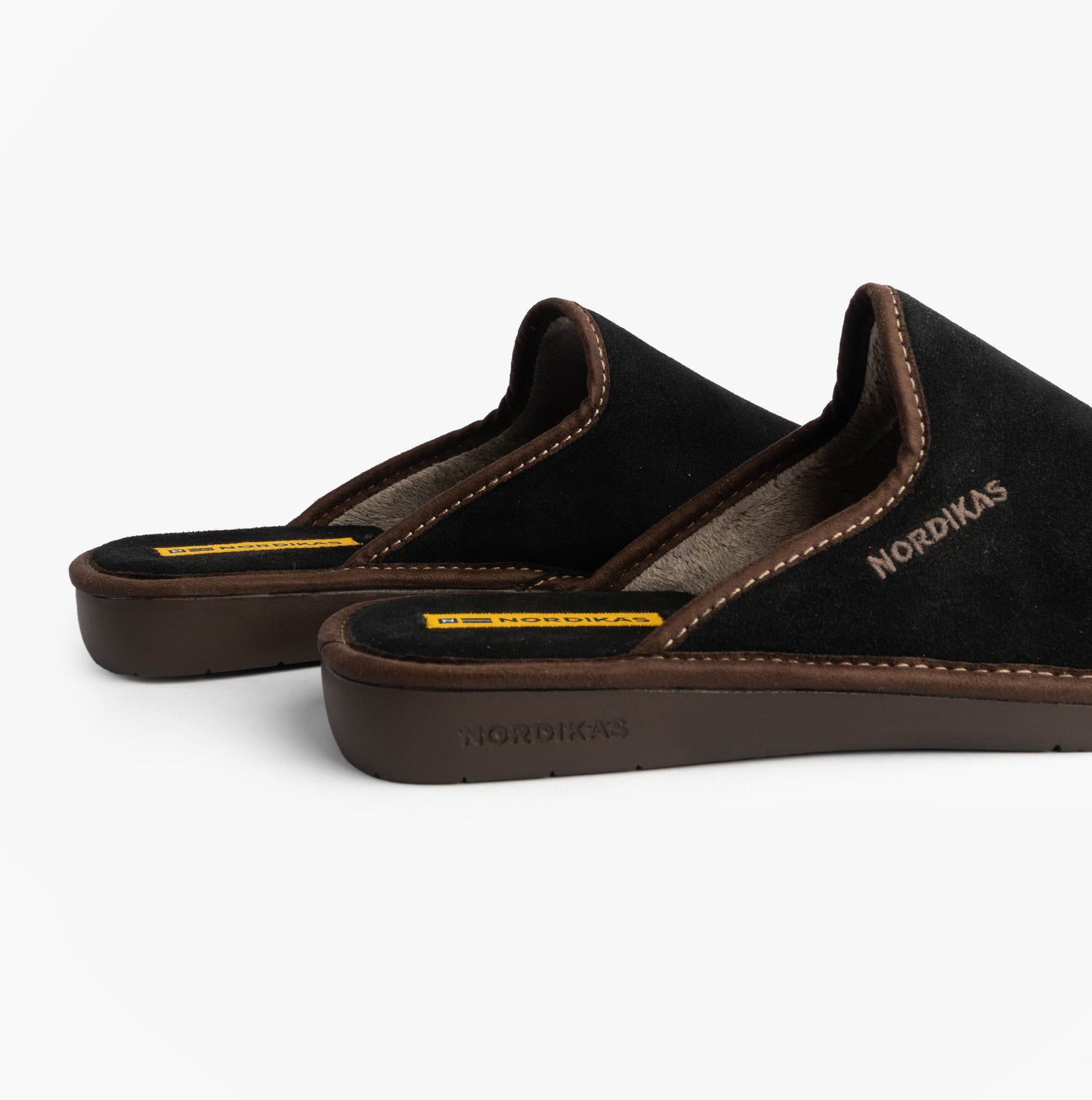 Nordikas 131 Mens Suede Mule Slippers Black
