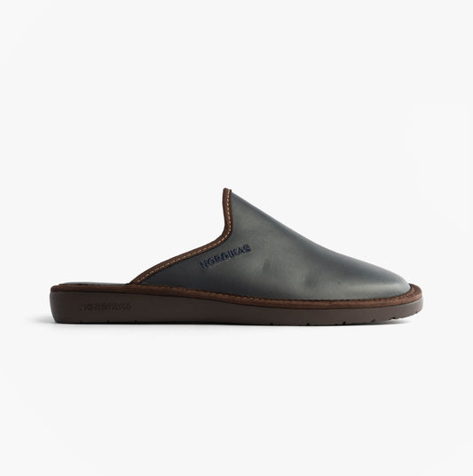 Nordikas 131 Mens Leather Mule Slippers Navy