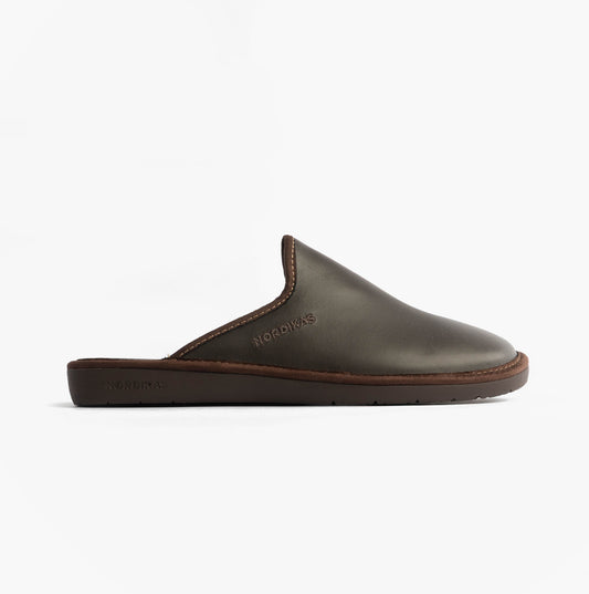 Nordikas 131 Mens Leather Mule Slippers Moka