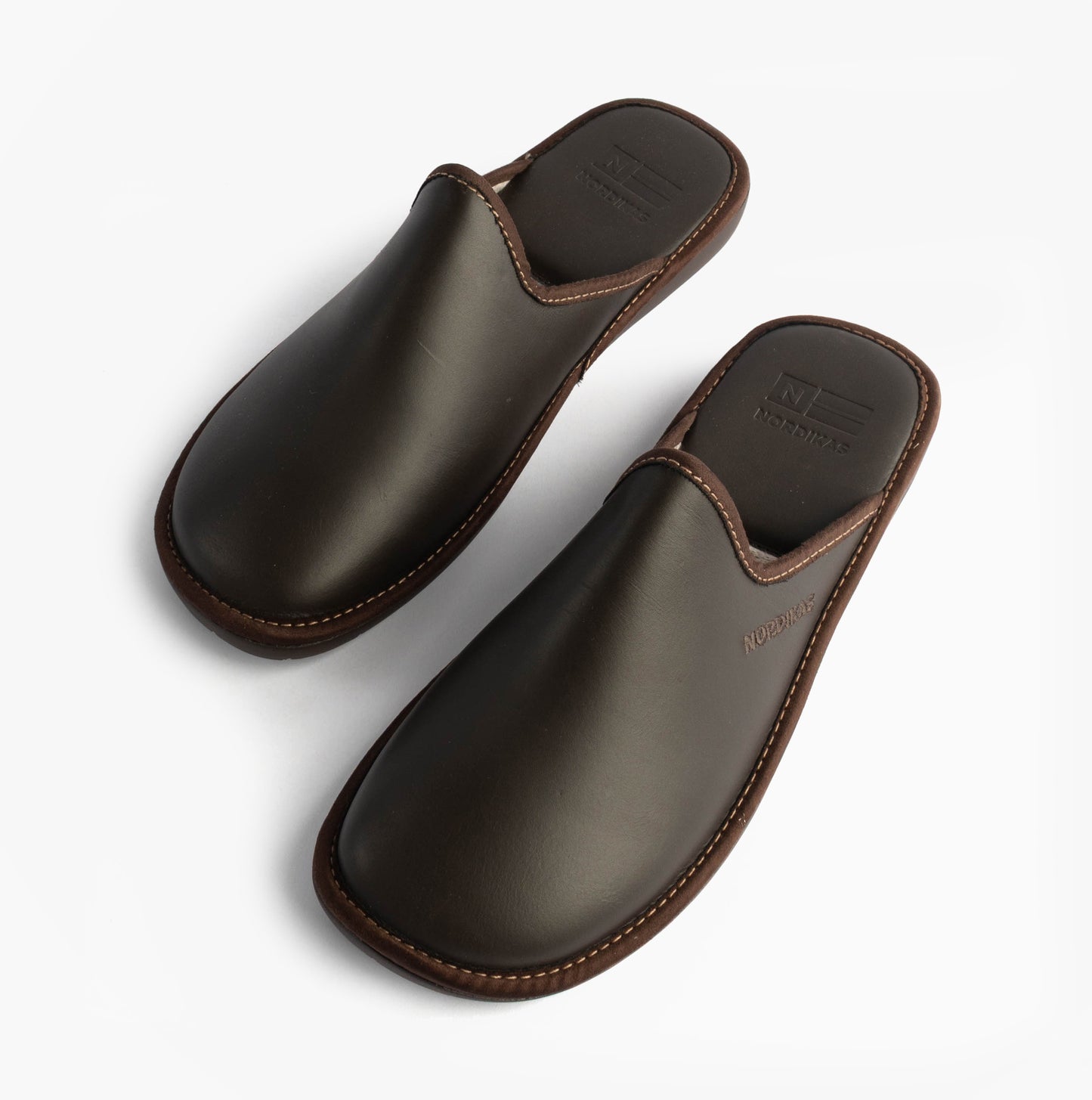 Nordikas 131 Mens Leather Mule Slippers Moka