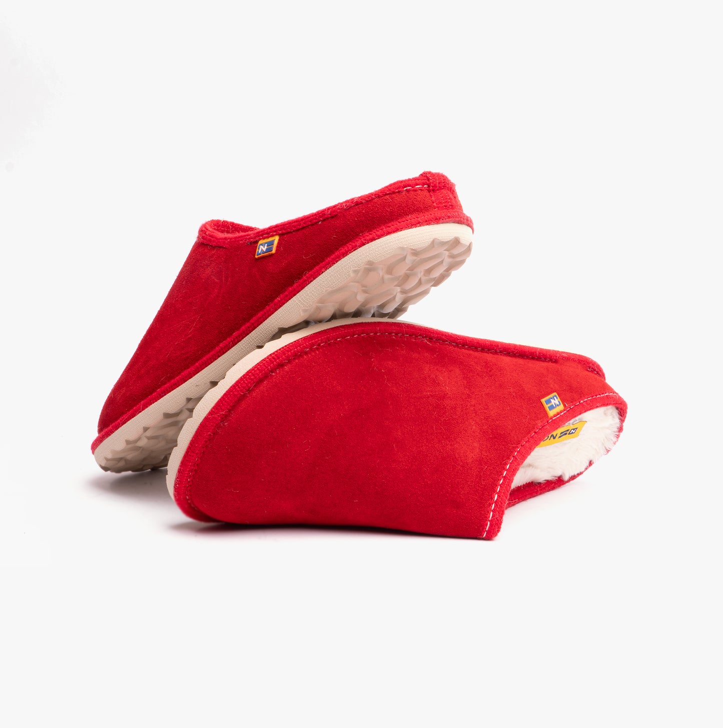 Nordikas 2083 Womens Fur Lined Mule Slippers Cherry