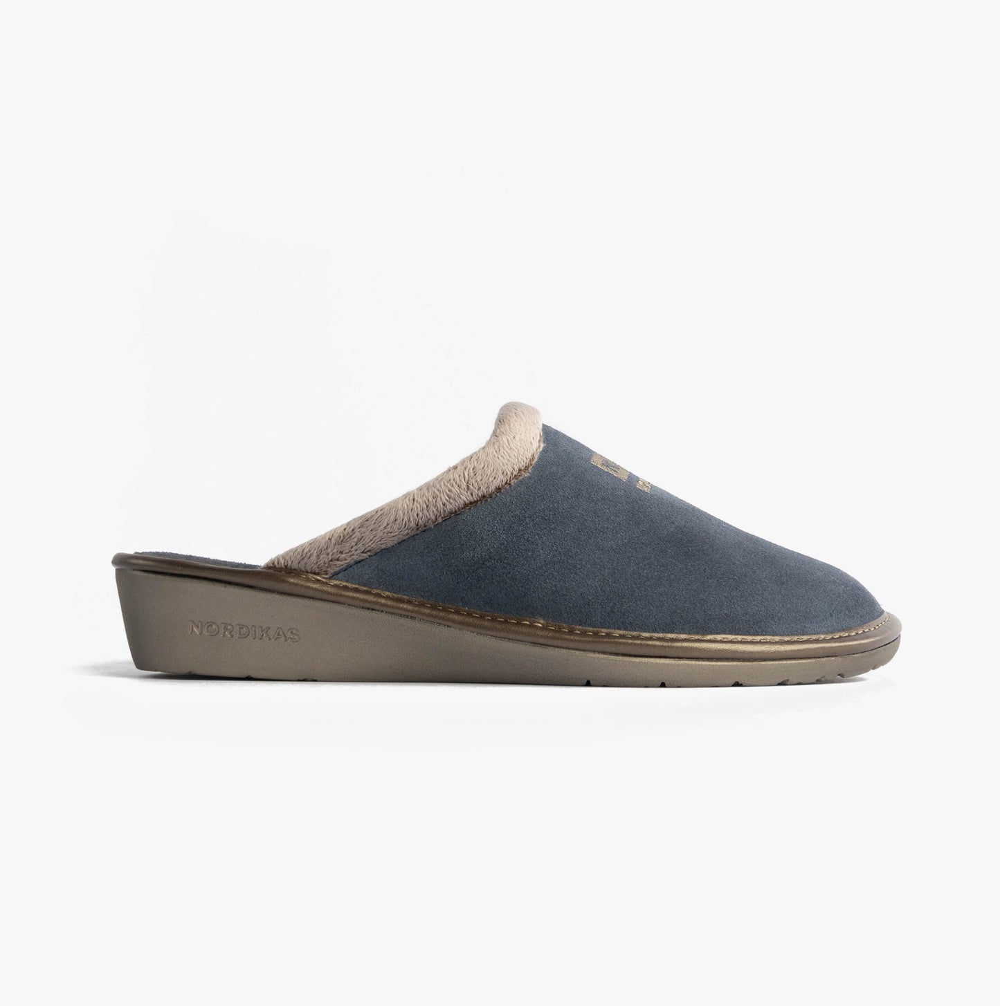 Nordikas 238 Womens Suede Mule Slippers Jeans Blue