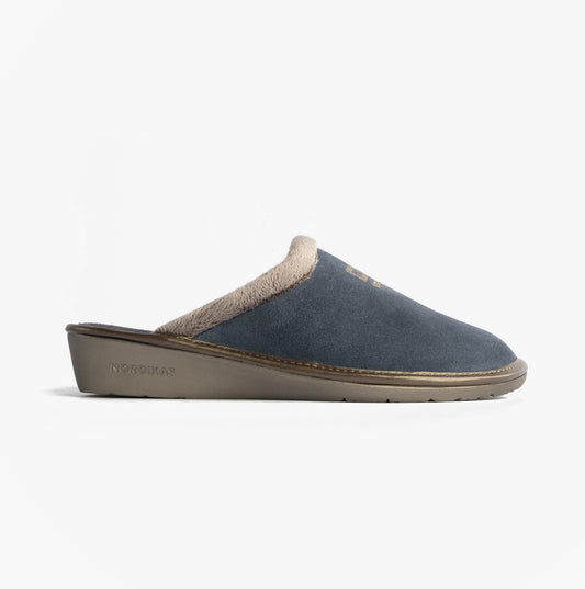 Nordikas 238 Womens Suede Mule Slippers Jeans Blue