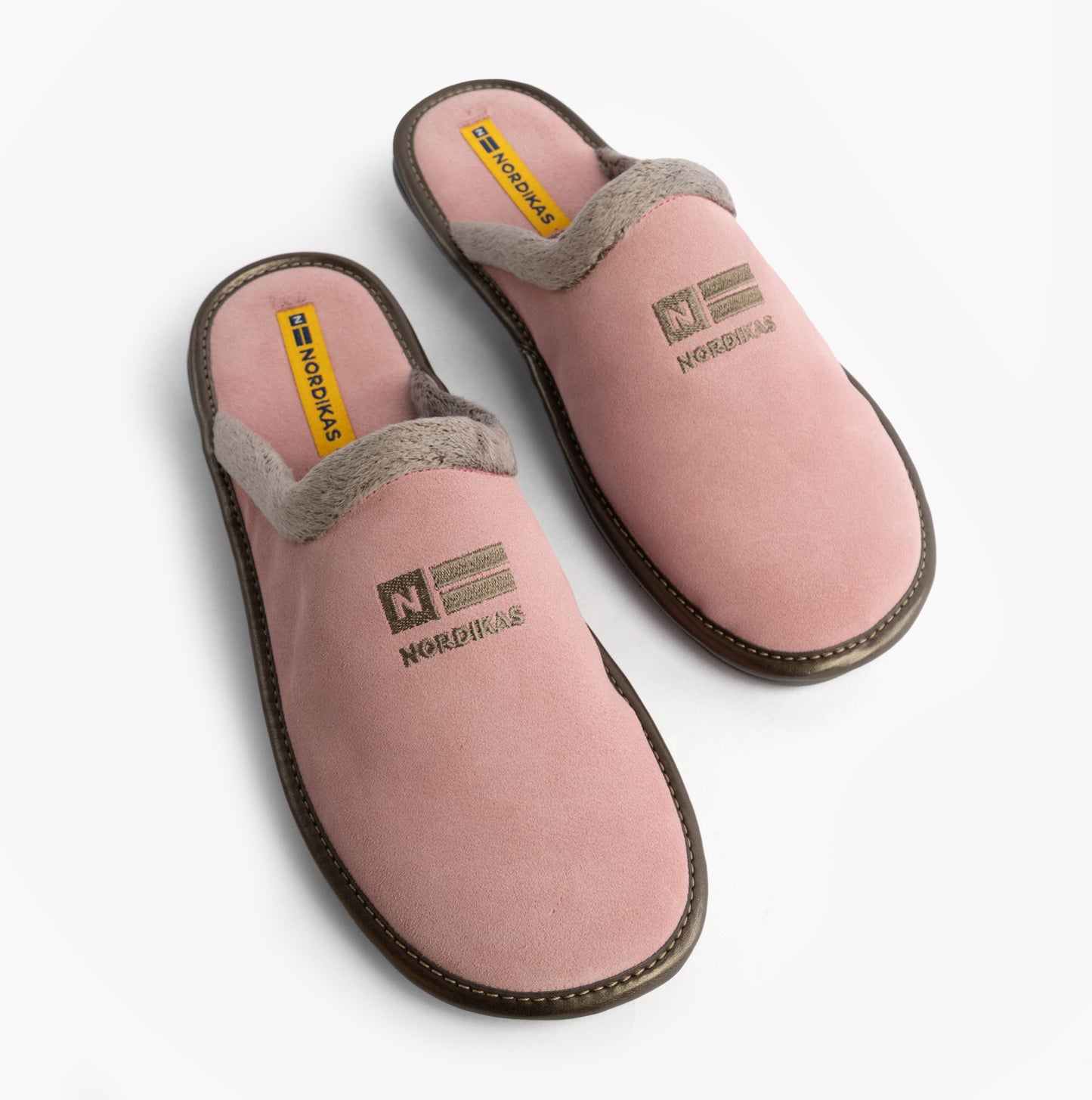 Nordikas 238 Womens Suede Mule Slippers Rose Pink