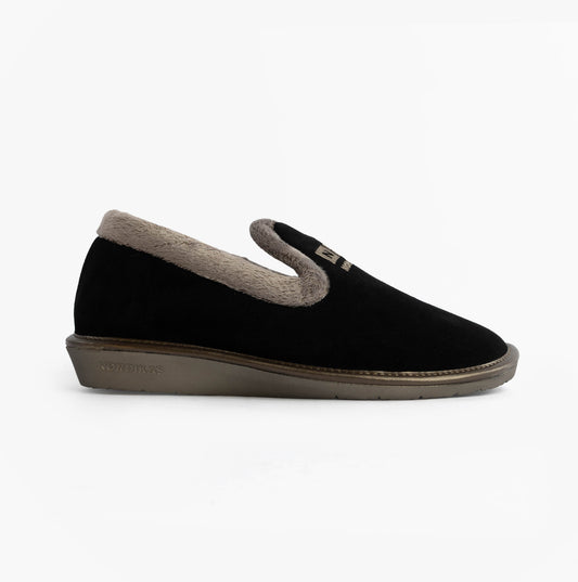 Nordikas 305 Womens Suede Full Slippers Black