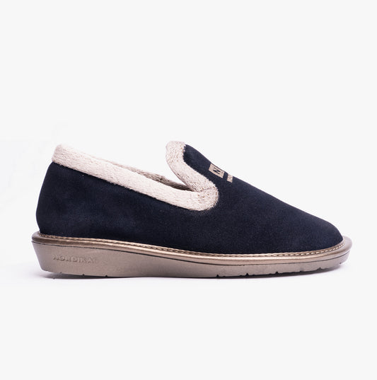 Nordikas 305 Womens Suede Full Slippers Marine Blue