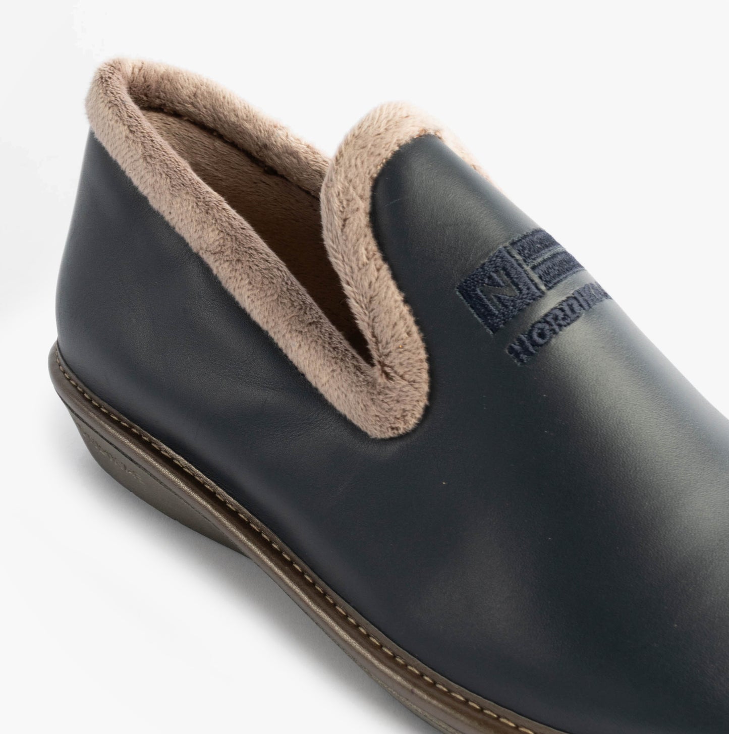 Nordikas 305 Womens Leather Full Slippers Marine Blue