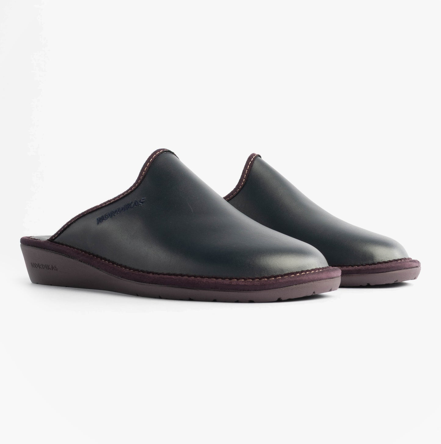 Nordikas 347 Womens Leather Mule Slippers Marine Blue