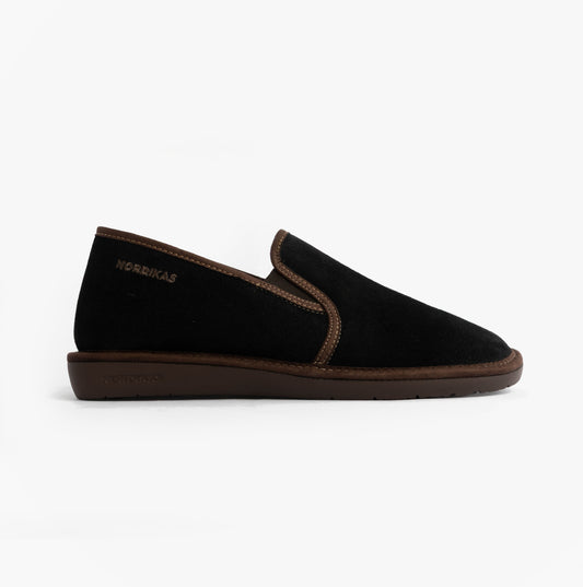 Nordikas 663 Mens Suede Full Slippers Black