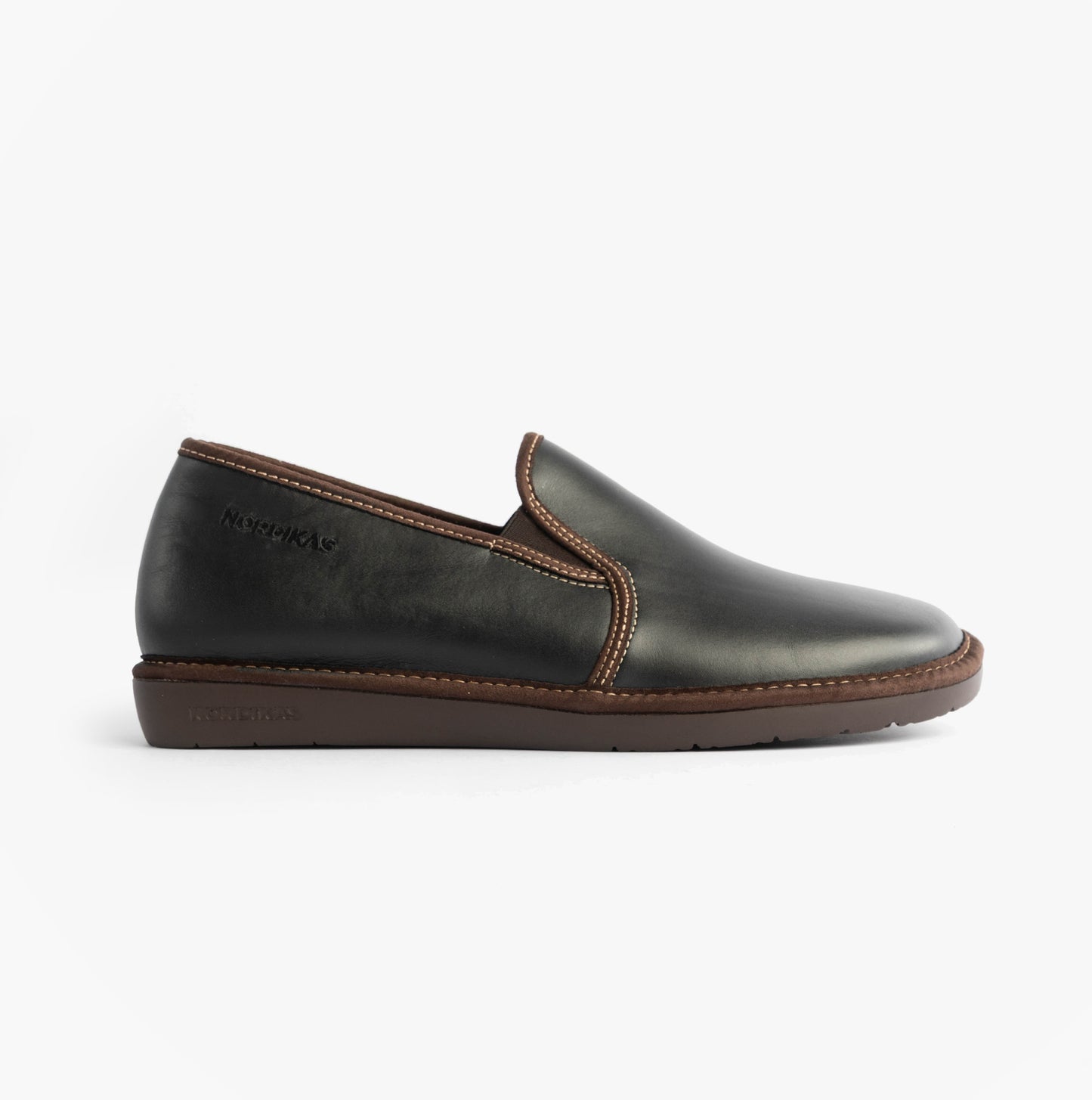 Nordikas 663 Mens Leather Full Slippers Black