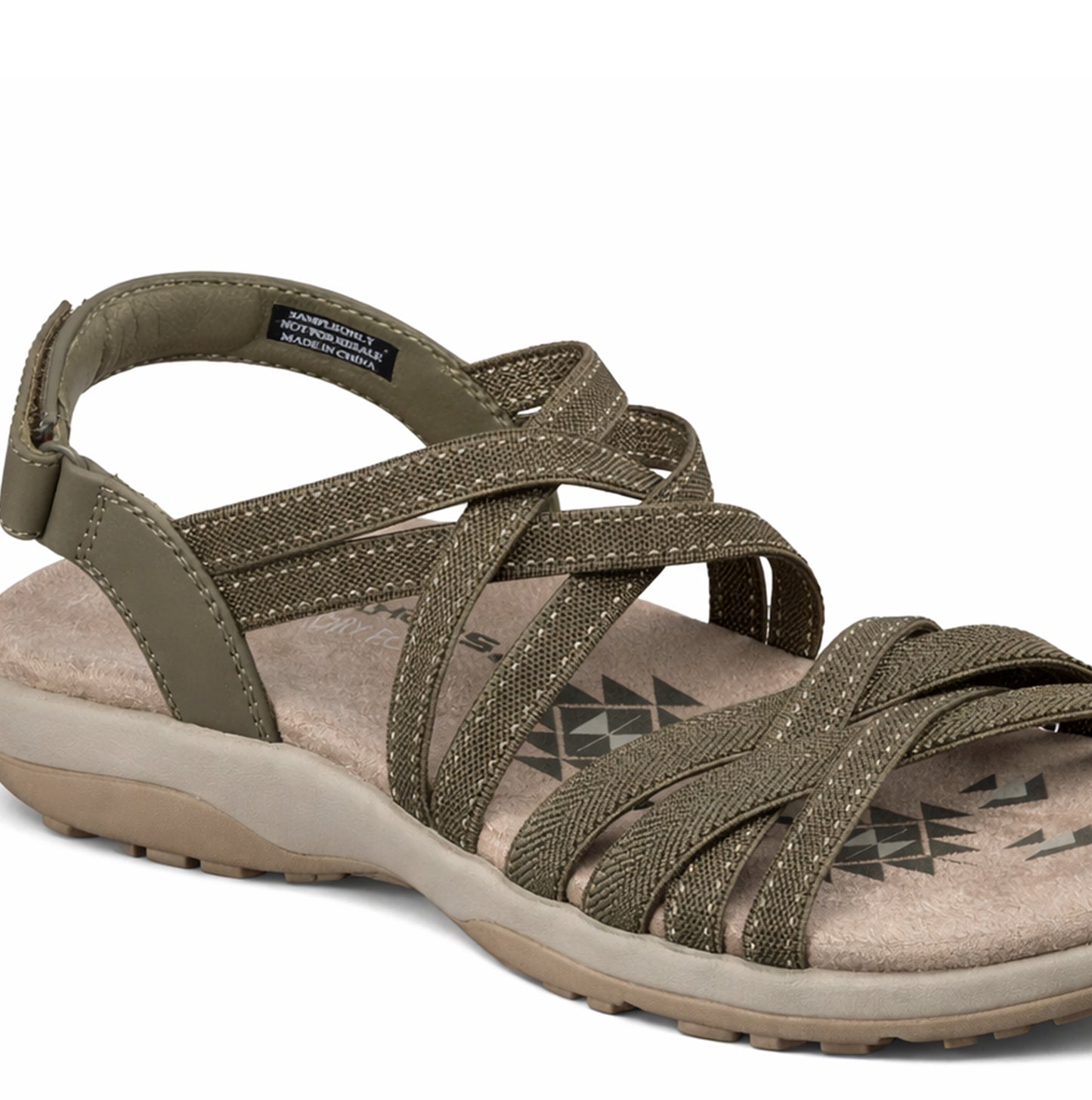 Skechers REGGAE SLIM - SUMMER GETAWAY Womens Cross Strap Sandals Olive