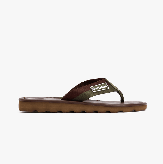 Barbour HARKER Mens Toe-Post Sandals Choc/Olive