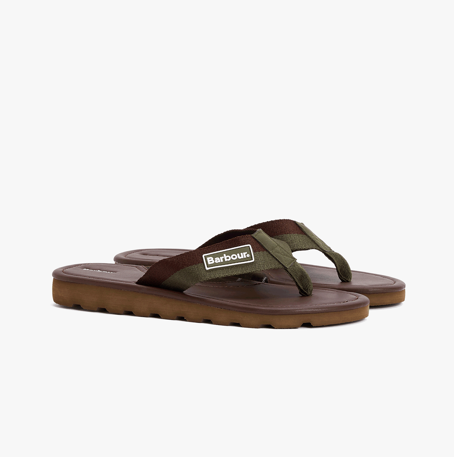 Barbour HARKER Mens Toe-Post Sandals Choc/Olive