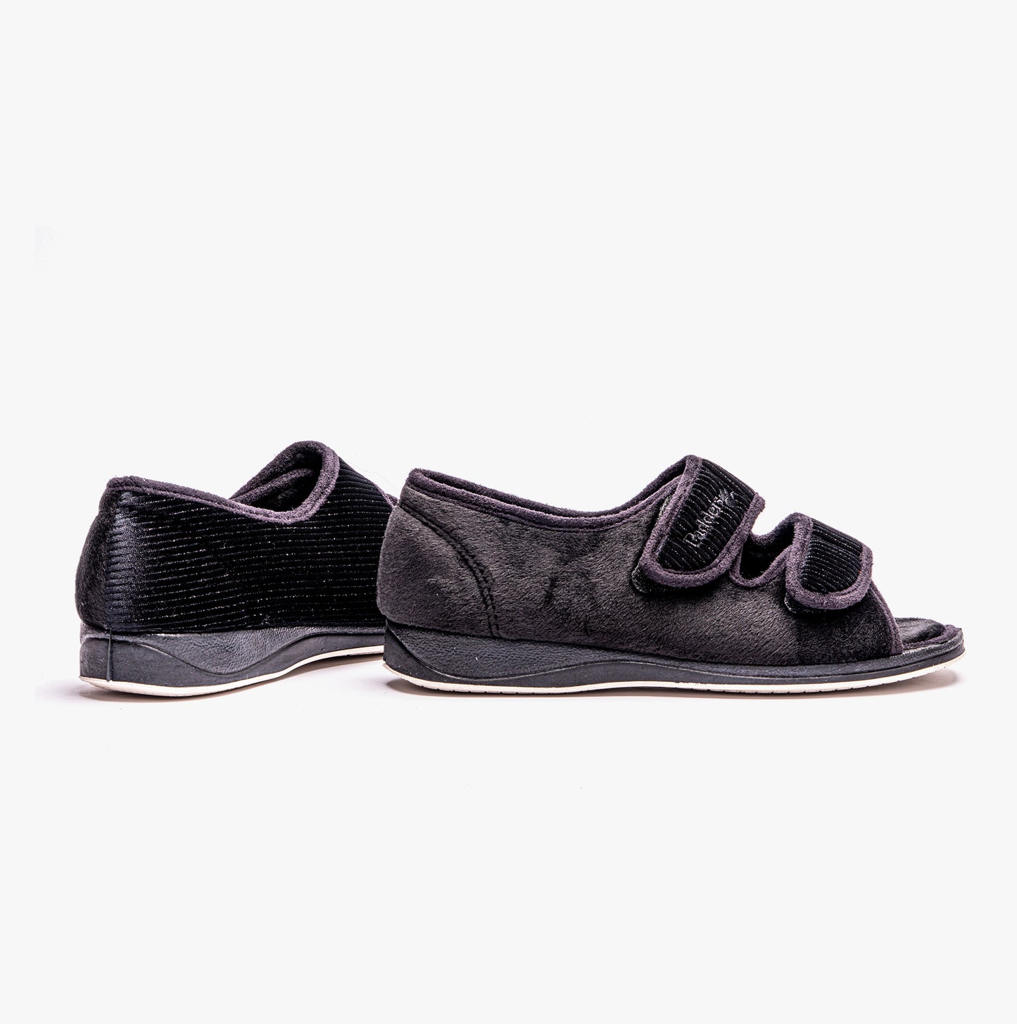 Padders LYDIA X Womens (6E Fit) Touch Fasten Slippers Black