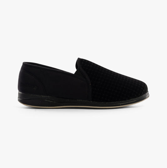 Padders ALBERT Mens (G Fit) Full Slippers Black Check