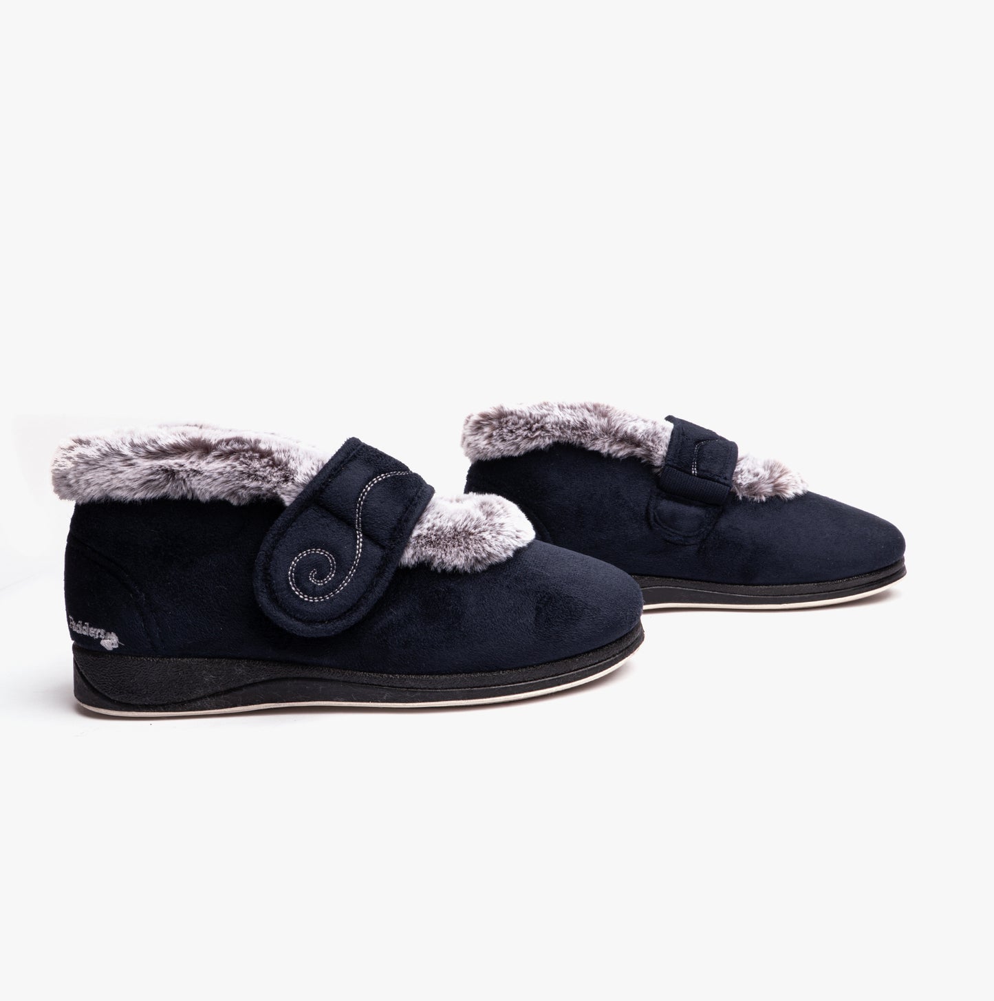 Padders HUSH Womens (2E Fit) Touch Fasten Boot Slippers Navy