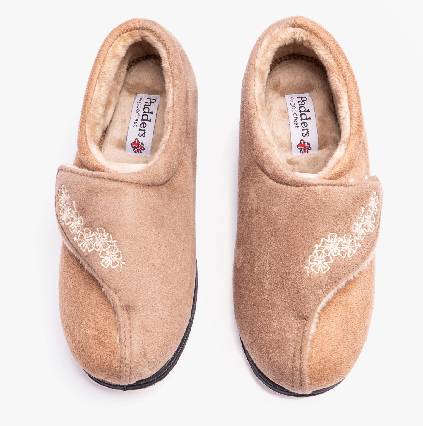 Padders HUG Womens (2E Fit) Touch Fasten Slippers Taupe