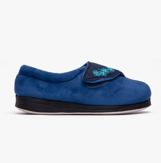 Padders HUG Womens (2E Fit) Touch Fasten Slippers Royal