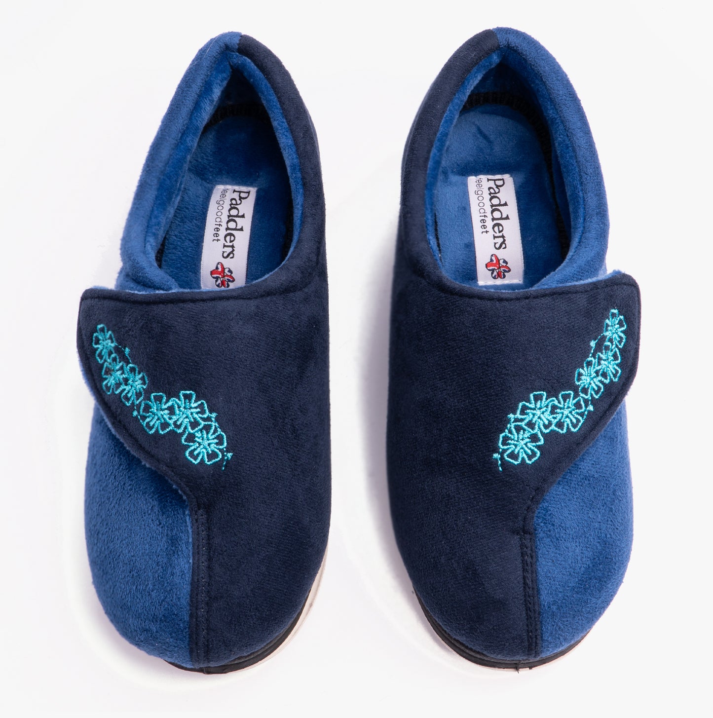 Padders HUG Womens (2E Fit) Touch Fasten Slippers Royal