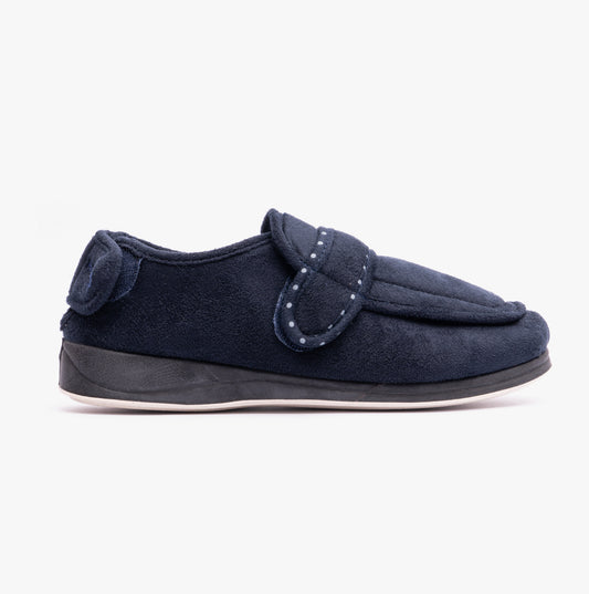 Padders ENFOLD Womens (2E Fit) Touch Fasten Full Slippers Navy