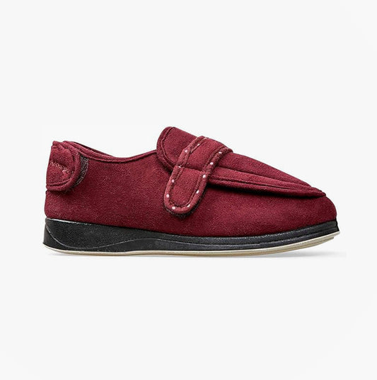 Padders ENFOLD Womens (2E Fit) Touch Fasten Full Slippers Burgundy