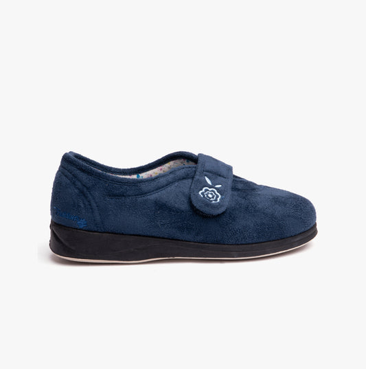 Padders CAMILLA Womens (2E Fit) Touch Fasten Slippers Denim Blue