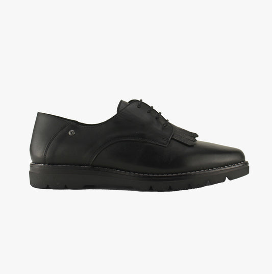 Pikolinos RIGA Womens Leather Flats Lace Up Shoes Black
