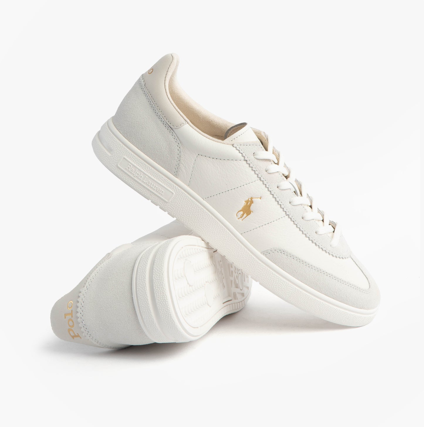 Polo Ralph Lauren Mens Bedford Lace Up Leather-Suede Trainer White