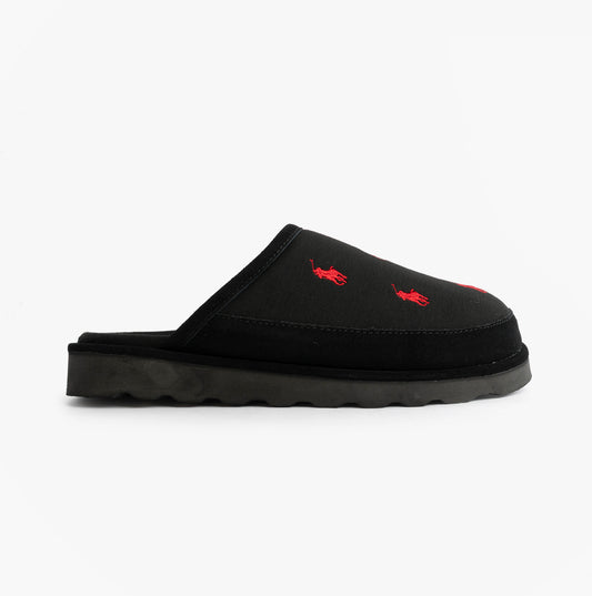 Polo Ralph Lauren READE Suede-Trim Polo Pony Scuff Mule Slipper