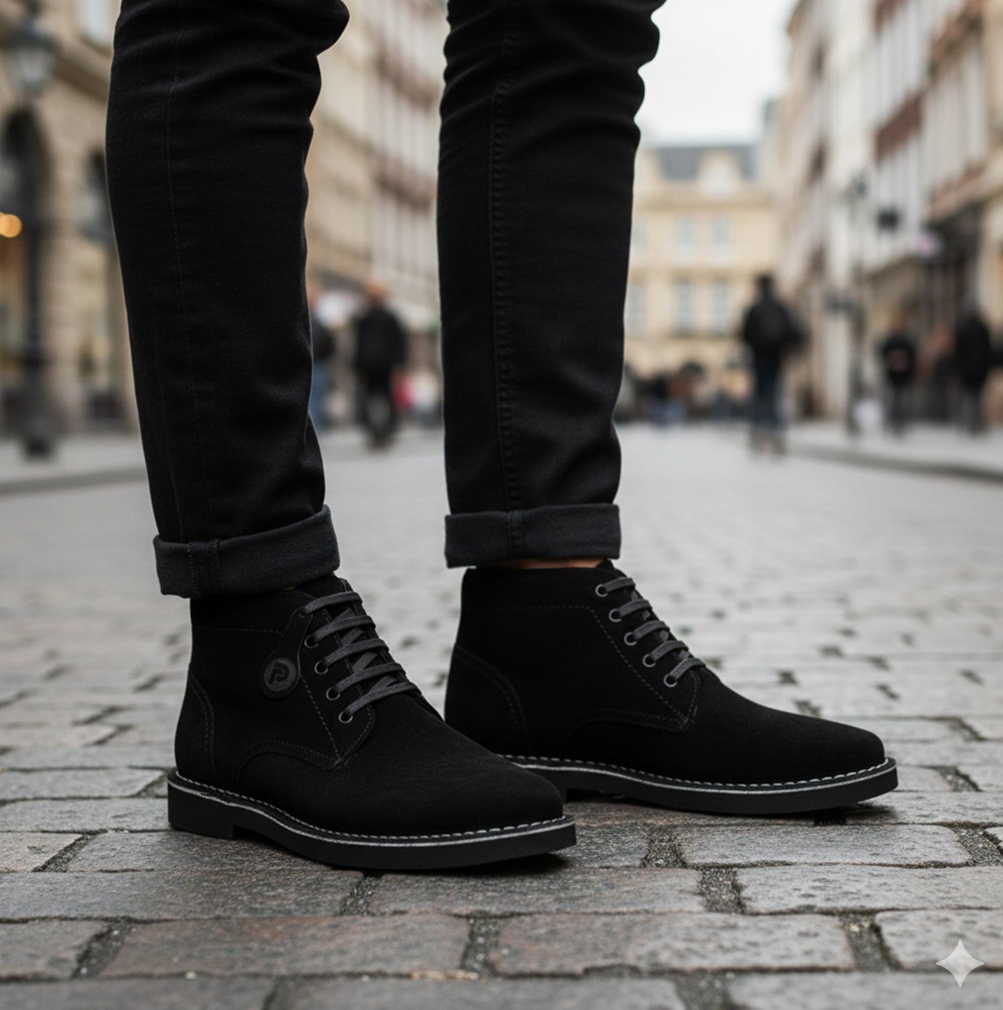 Popps RANGER Mens Desert Boots Black