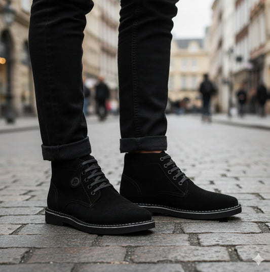 Popps RANGER Mens Desert Boots Black