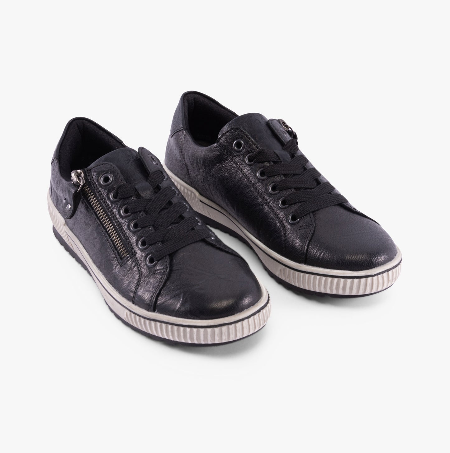 D0700-00 Womens Side Zip Casual Shoes Black