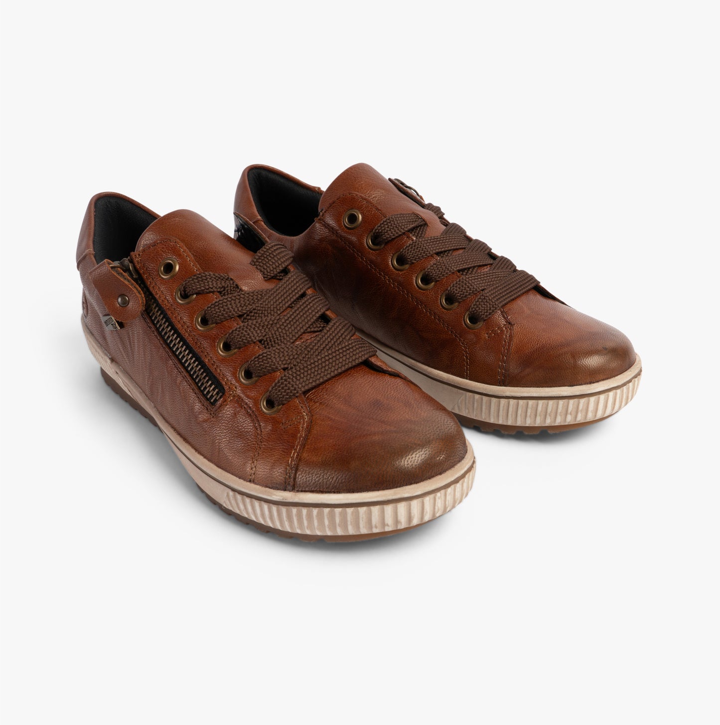 D0700-22 Womens Side Zip Casual Shoes Brown