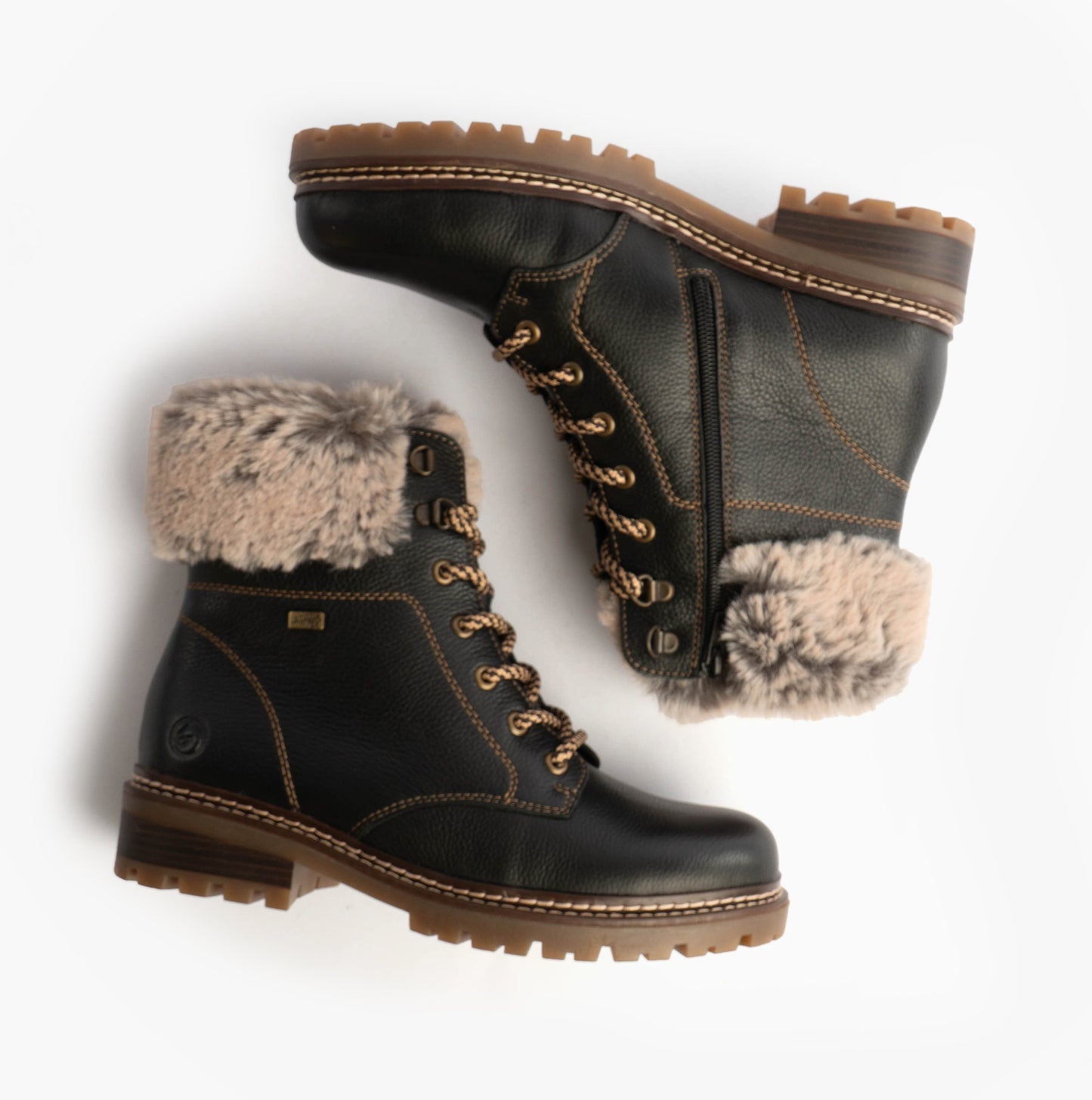 D0B74-01 Womens Fur Ankle Boots Black