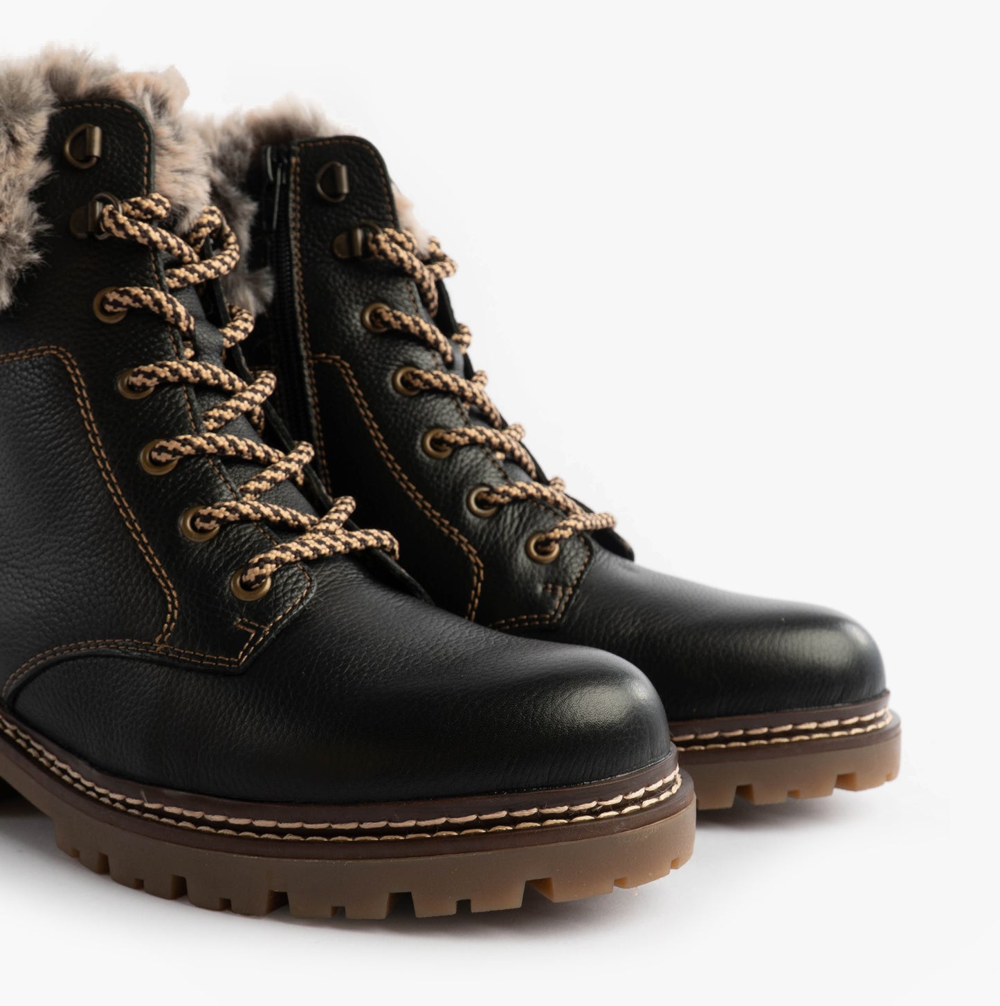 D0B74-01 Womens Fur Ankle Boots Black